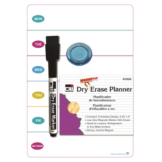 Charles Leonard 6.25" x 9" Magnetic Dry Erase Planner, 12ct.